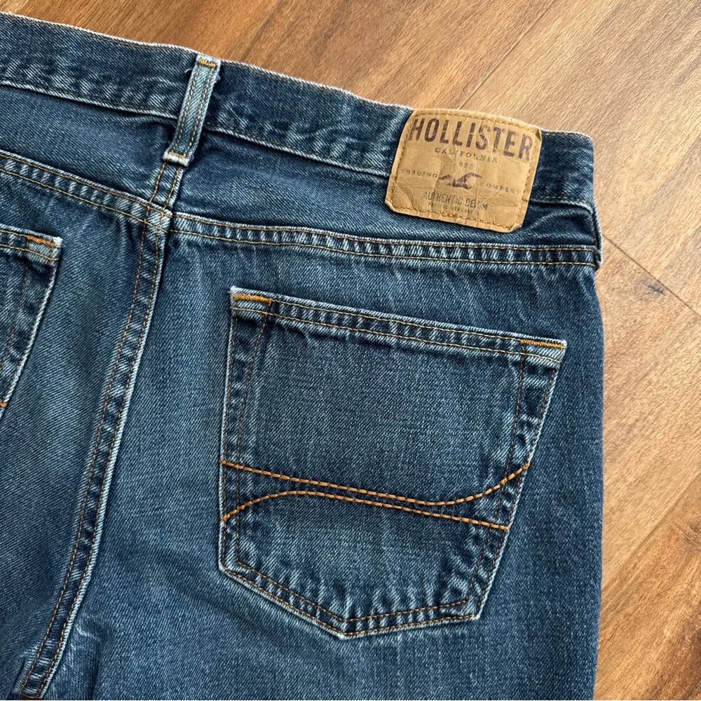 Hollister Dark Wash Denim Cutoff Shorts Raw Hem Low Rise Y2K Casual Summer - Picture 5 of 8